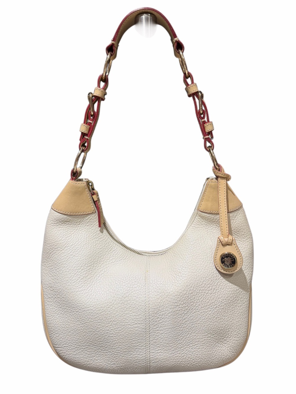 Dooney & Bourke Classic White & Beige Leather Shoulder Bag